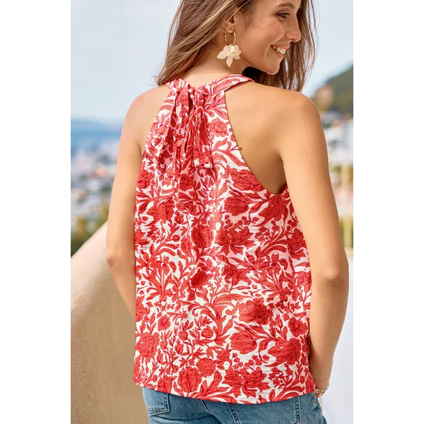 Top floral col rond