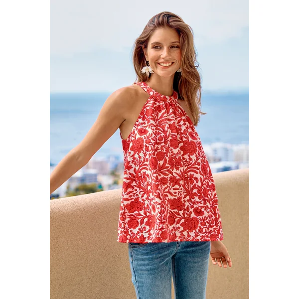 Top floral col rond