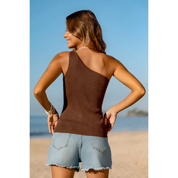 Top marron épaules dénudées