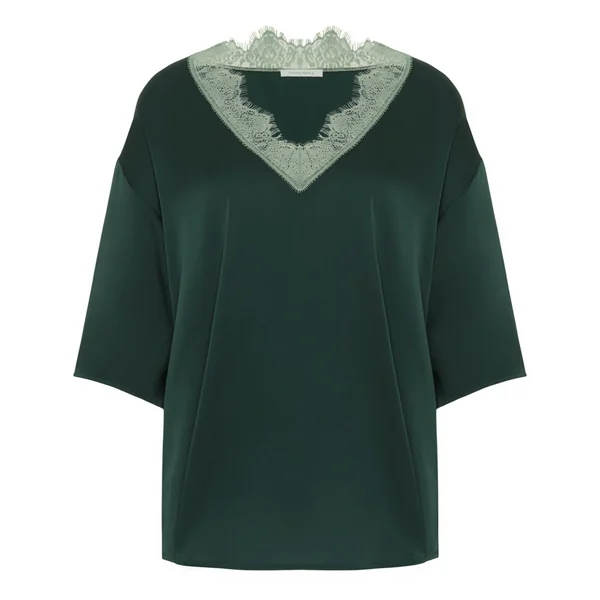 Top à manches 3/4 Satin Secrets Vert Kolsaï