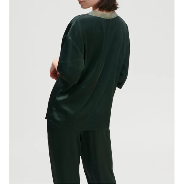 Top à manches 3/4 Satin Secrets Vert Kolsaï