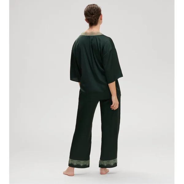 Top à manches 3/4 Satin Secrets Vert Kolsaï