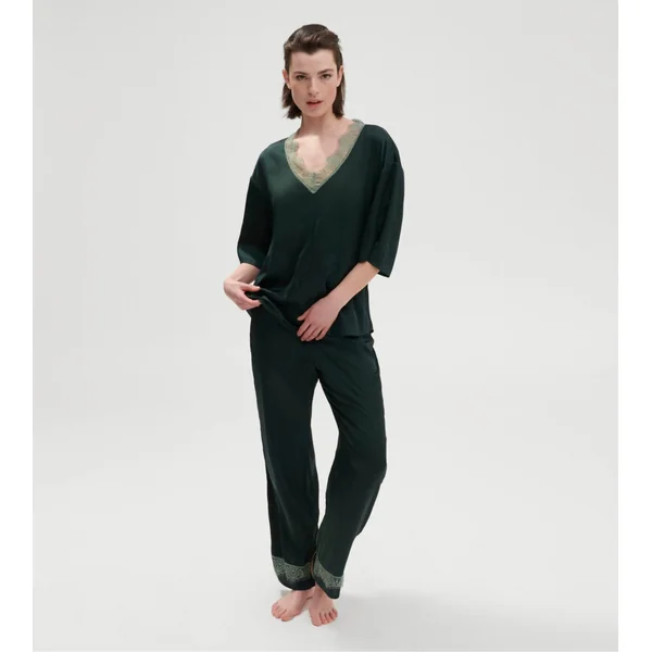 Top à manches 3/4 Satin Secrets Vert Kolsaï