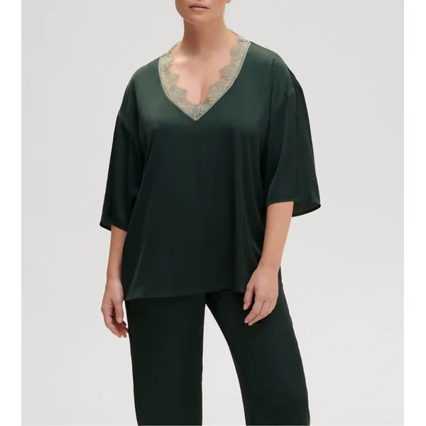 Top à manches 3/4 Satin Secrets Vert Kolsaï