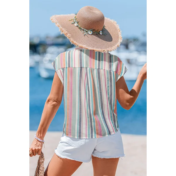 Top à rayures col chemise