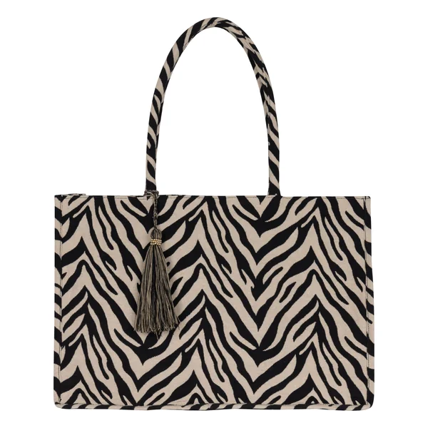 Tote Bag Imprimé Zèbre - Noir