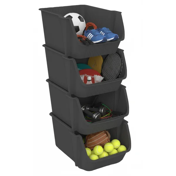 Tour de rangement 4 bacs empilables - FLY TOWER gris