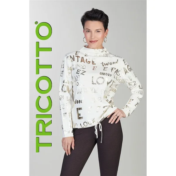 Tricotto - Chandail en tricot avec col montant Blanc et Or Medium