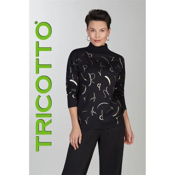 Tricotto - Chandail en tricot avec col montant Noir et Or Large