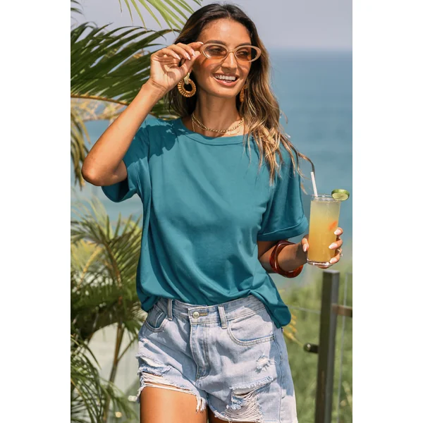 T-shirt aqua découpé