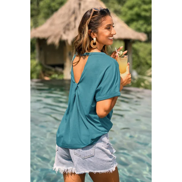 T-shirt aqua découpé