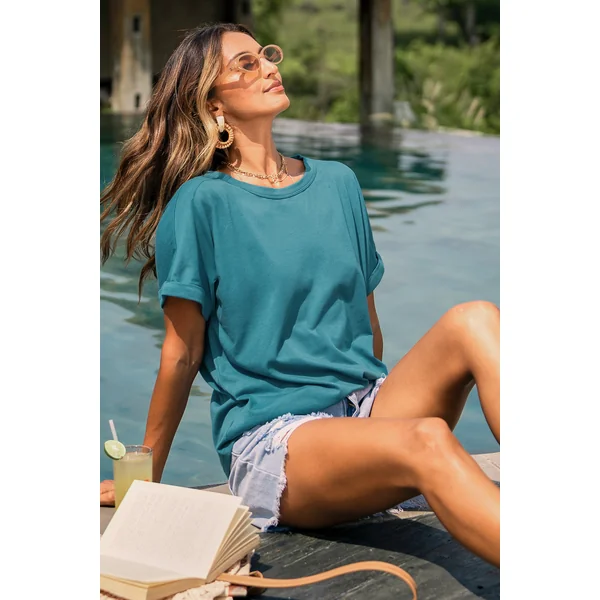 T-shirt aqua découpé