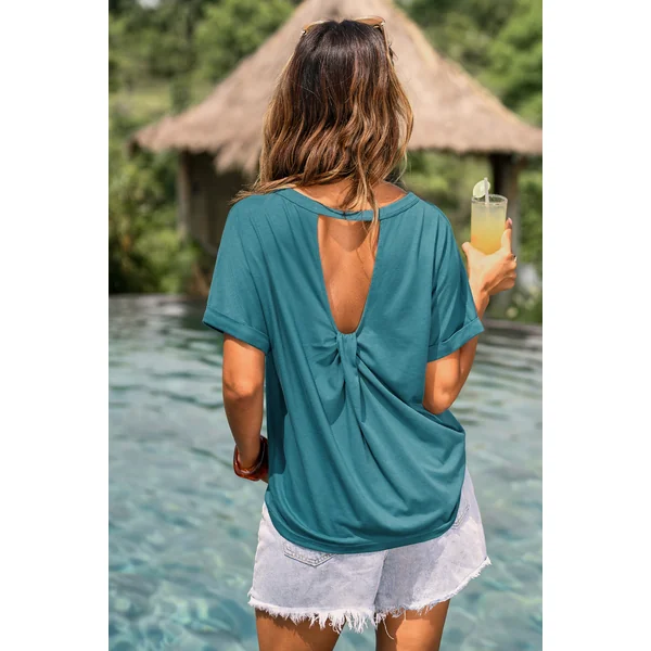 T-shirt aqua découpé