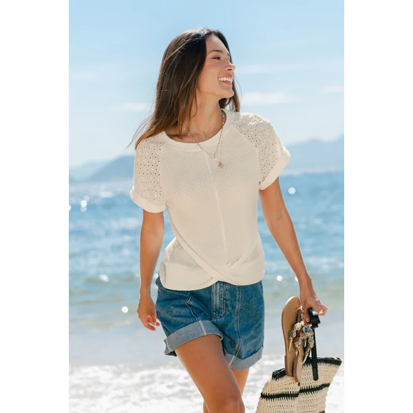 T-shirt beige noué