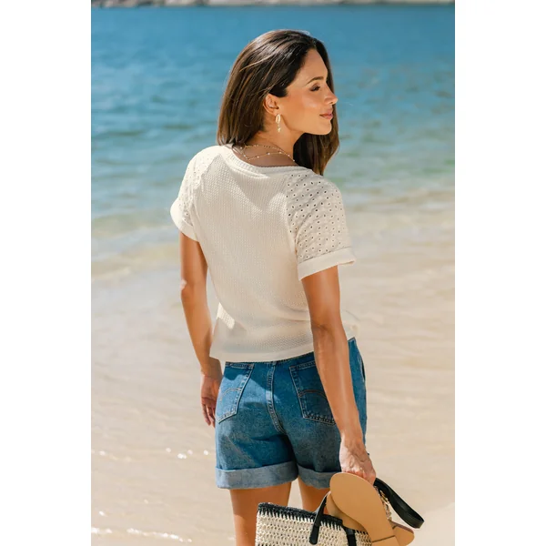T-shirt beige noué