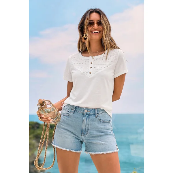 T-shirt blanc col rond décontracté