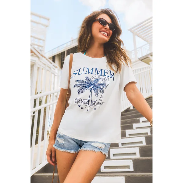 T-shirt blanc à imprimé graphique