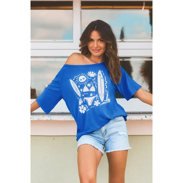 T-shirt bleu à imprimé graphique