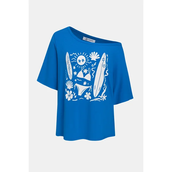 T-shirt bleu à imprimé graphique