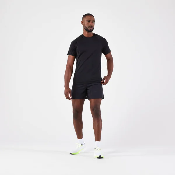 T-shirt de running sans coutures homme - kiprun run 500 confort noir