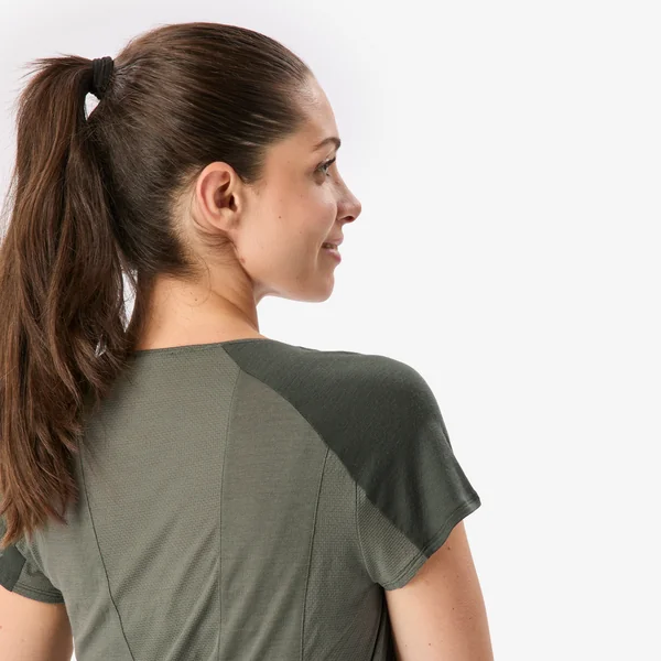 T-shirt de trek manches courtes en laine mérinos femme, Merino Resist kaki