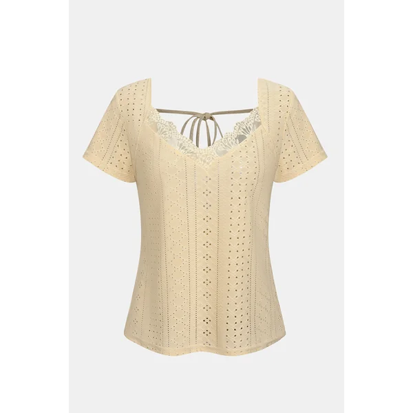 T-shirt dentelle manches courtes