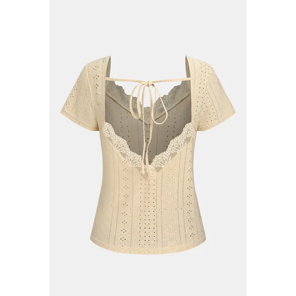 T-shirt dentelle manches courtes