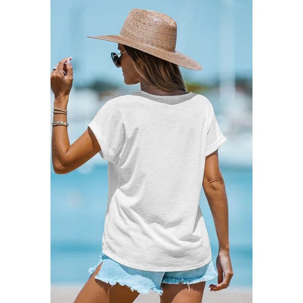 T-shirt en tricot slub à col en V