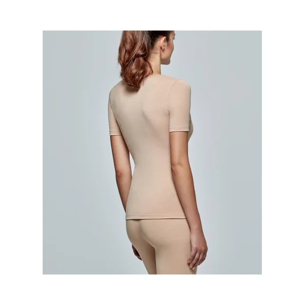 T-shirt femme col V Thermo beige