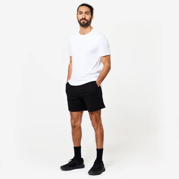 T-shirt fitness coton homme - 100 sportee blanc
