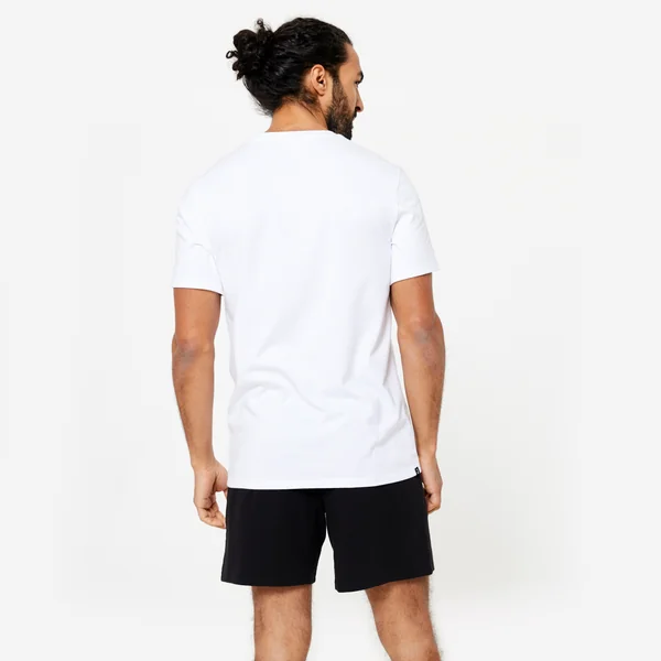 T-shirt fitness coton homme - 100 sportee blanc