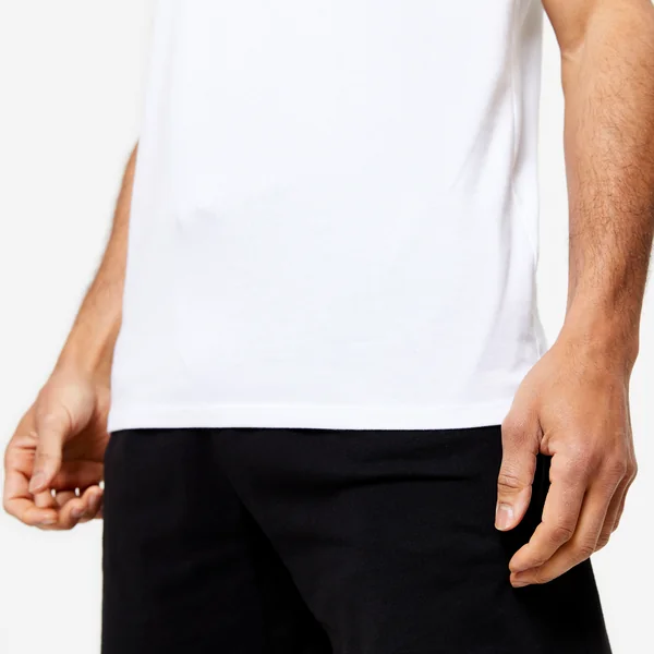 T-shirt fitness coton homme - 100 sportee blanc