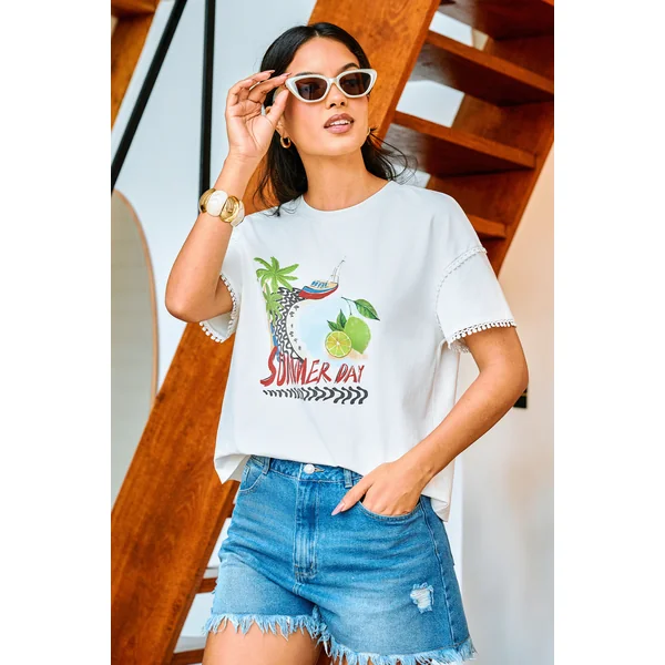 T-shirt graphique col rond relaxé