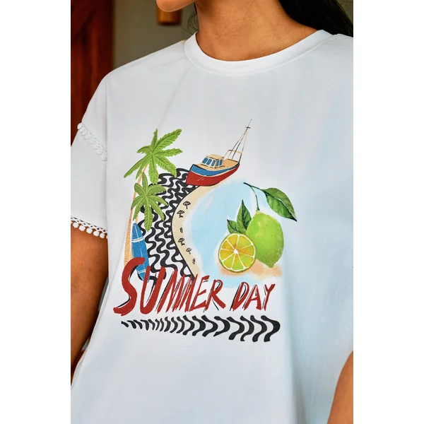 T-shirt graphique col rond relaxé