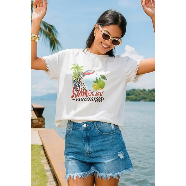 T-shirt graphique col rond relaxé