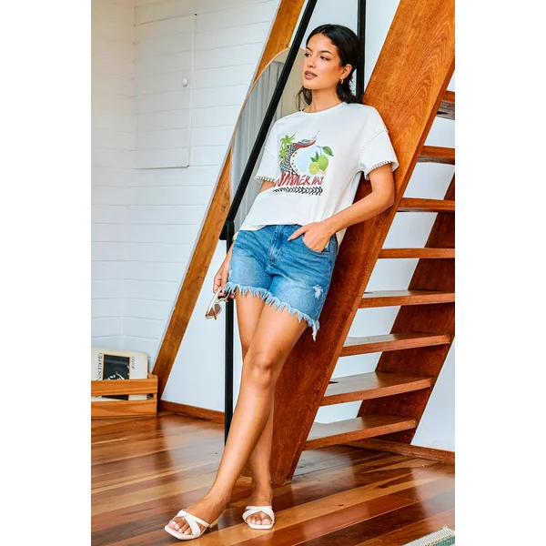 T-shirt graphique col rond relaxé