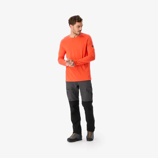 T-shirt manches longues en laine mérinos homme, Merino Resist orange