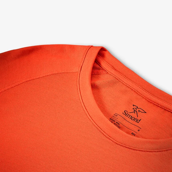 T-shirt manches longues en laine mérinos homme, Merino Resist orange