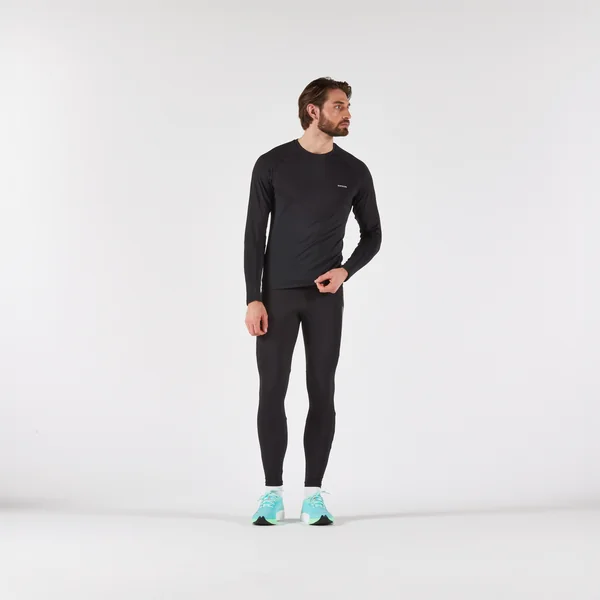 T-Shirt manches longues running sans couture Homme, KIPRUN Run 500 noir