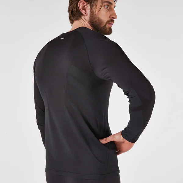 T-Shirt manches longues running sans couture Homme, KIPRUN Run 500 noir