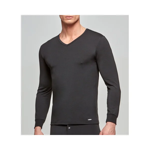 T-shirt ML homme col V Thermo NOIR