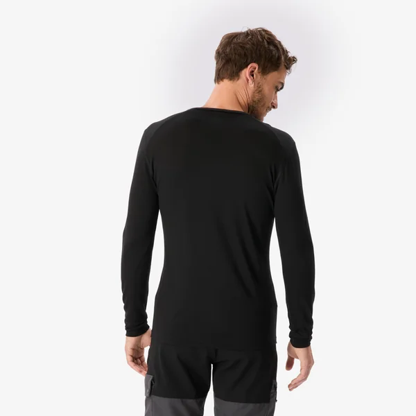T-shirt noir 100 % laine mérinos manches longues homme, Merino 100 % marron