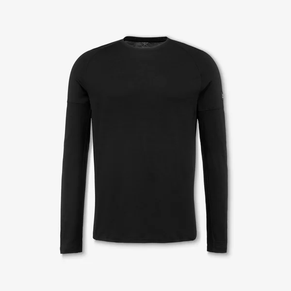 T-shirt noir 100 % laine mérinos manches longues homme, Merino 100 % marron