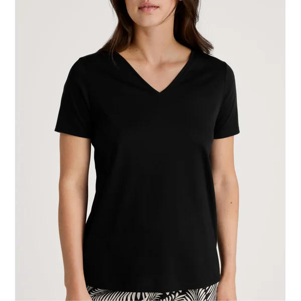T-shirt noir femme col en V Favourites Sun
