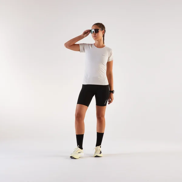 T-shirt running & trail sans couture femme, Kiprun run 500 confort beige