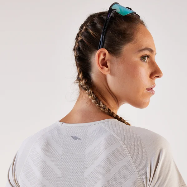 T-shirt running & trail sans couture femme, Kiprun run 500 confort beige
