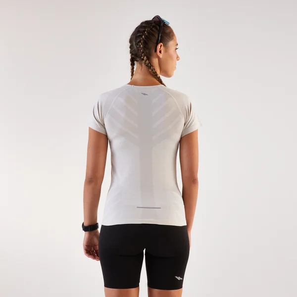 T-shirt running & trail sans couture femme, Kiprun run 500 confort beige