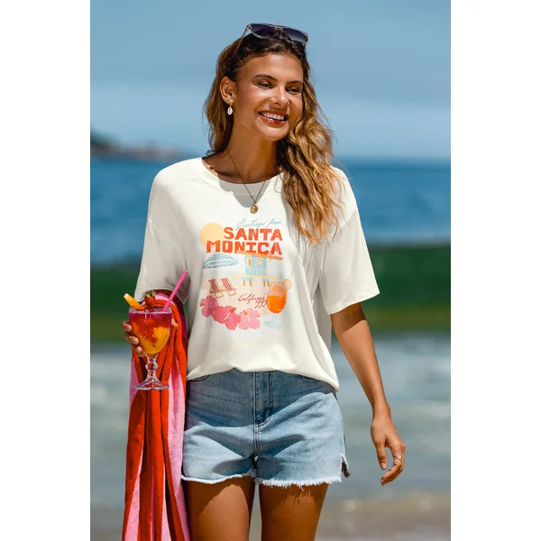 T-shirt à imprimé graphique à col rond