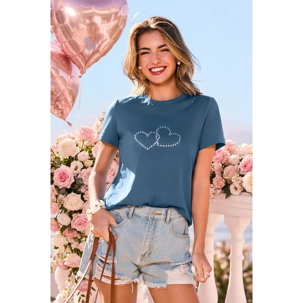 T-shirt à motif cœur col rond