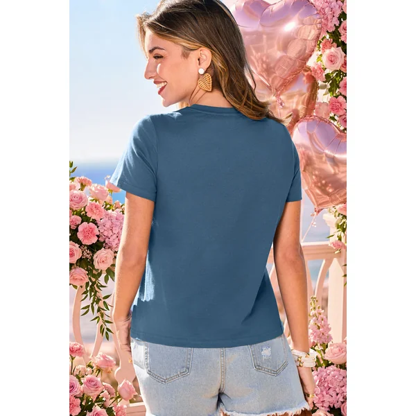 T-shirt à motif cœur col rond